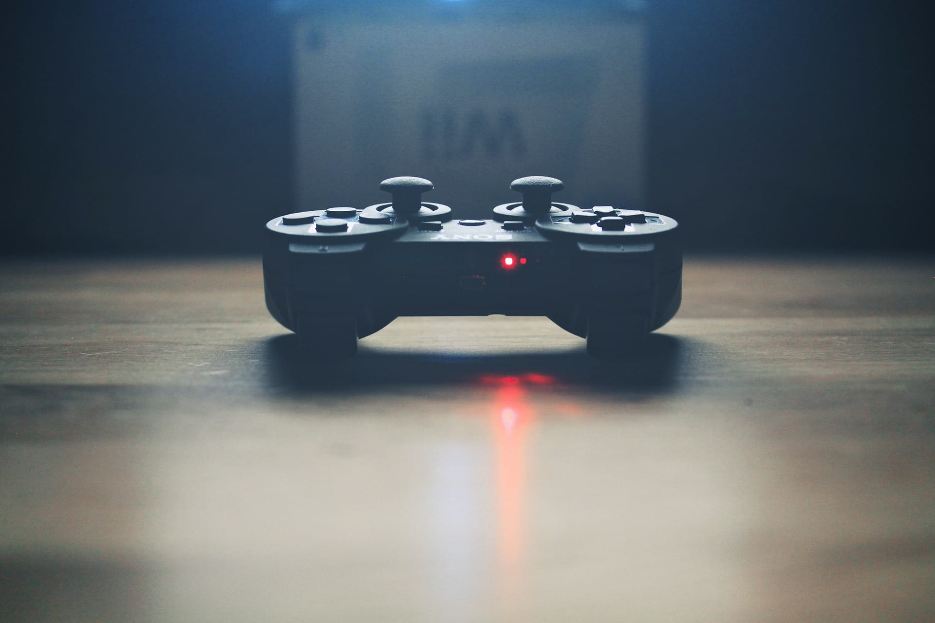 A video game controller on a table