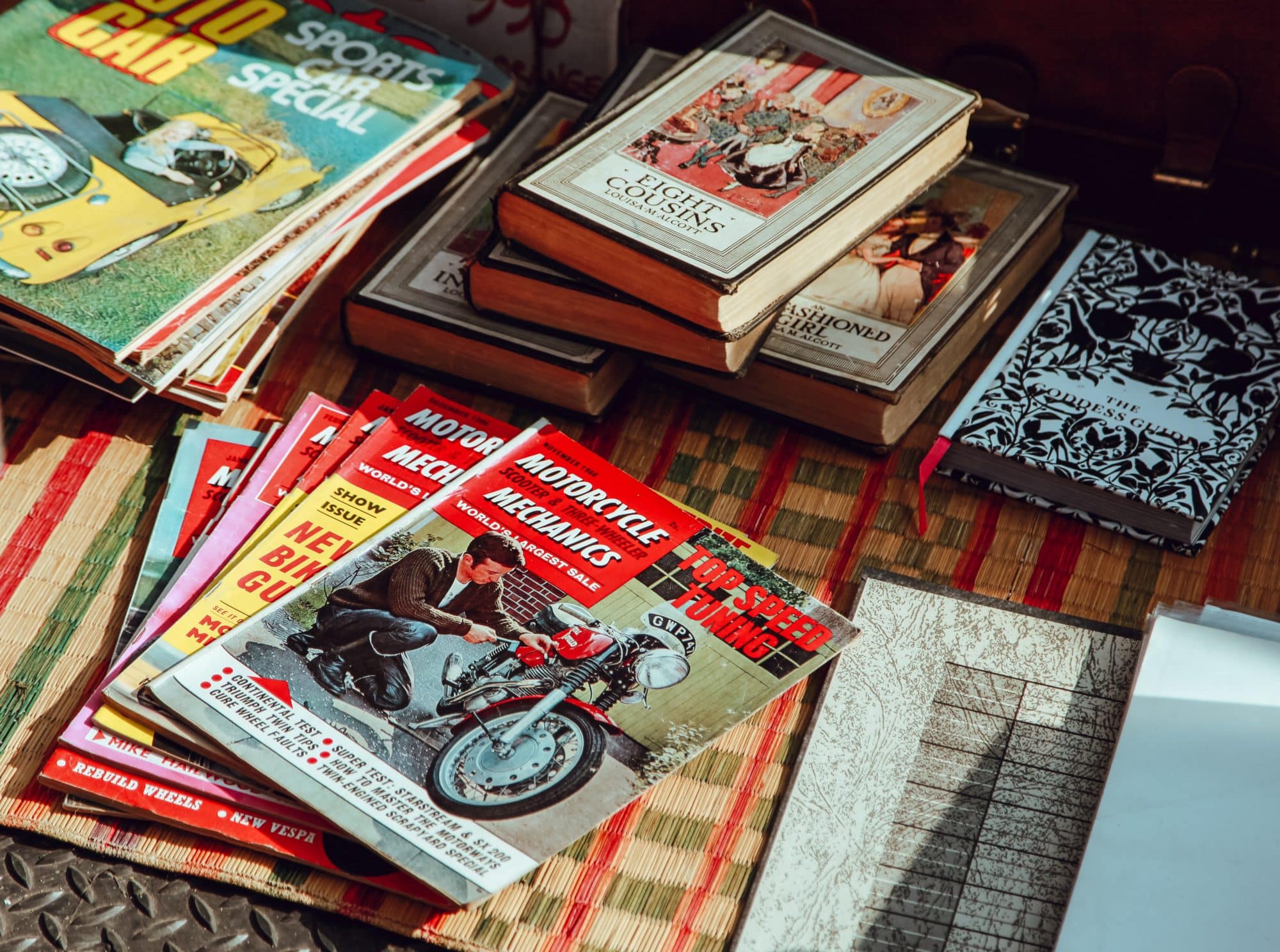 Piles of vintage magazines