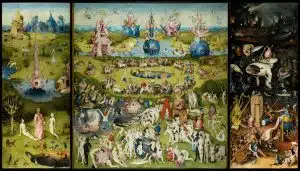 Hieronymous Bosch's painting depecting Eden, temptation and Hell, The Garden of Earthly Delights