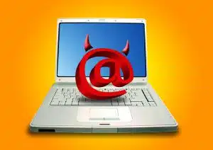 Laptop and Email symbol in devil shape