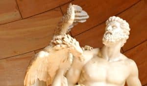 Sculpture of Zeus’ eagle attacking Prometheus