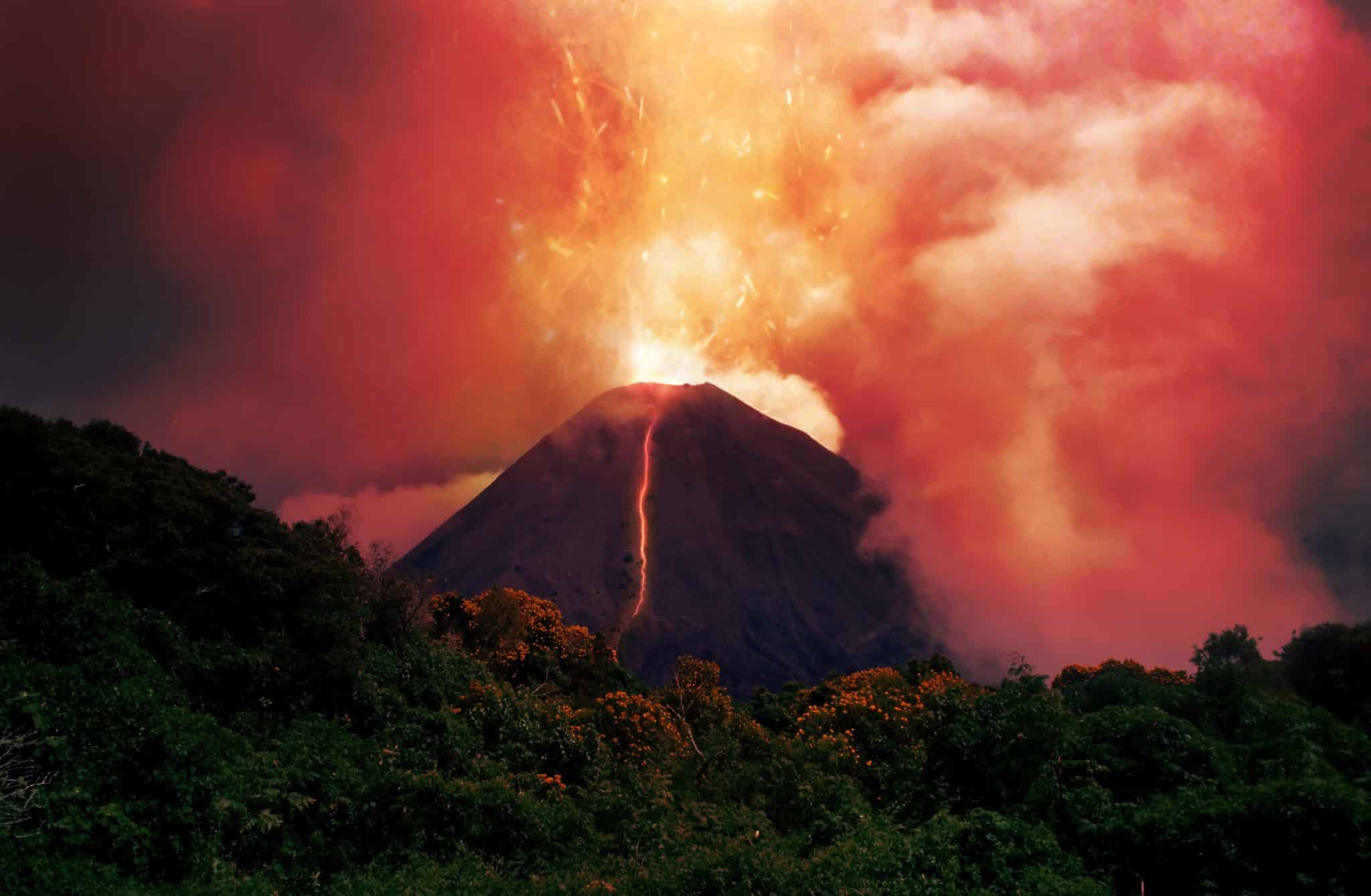 Erupting volcano