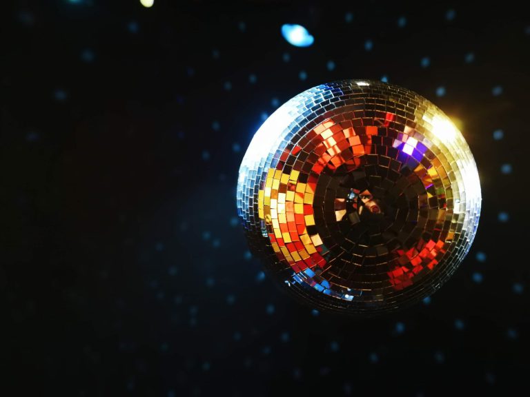 Shimmering disco ball on a black background