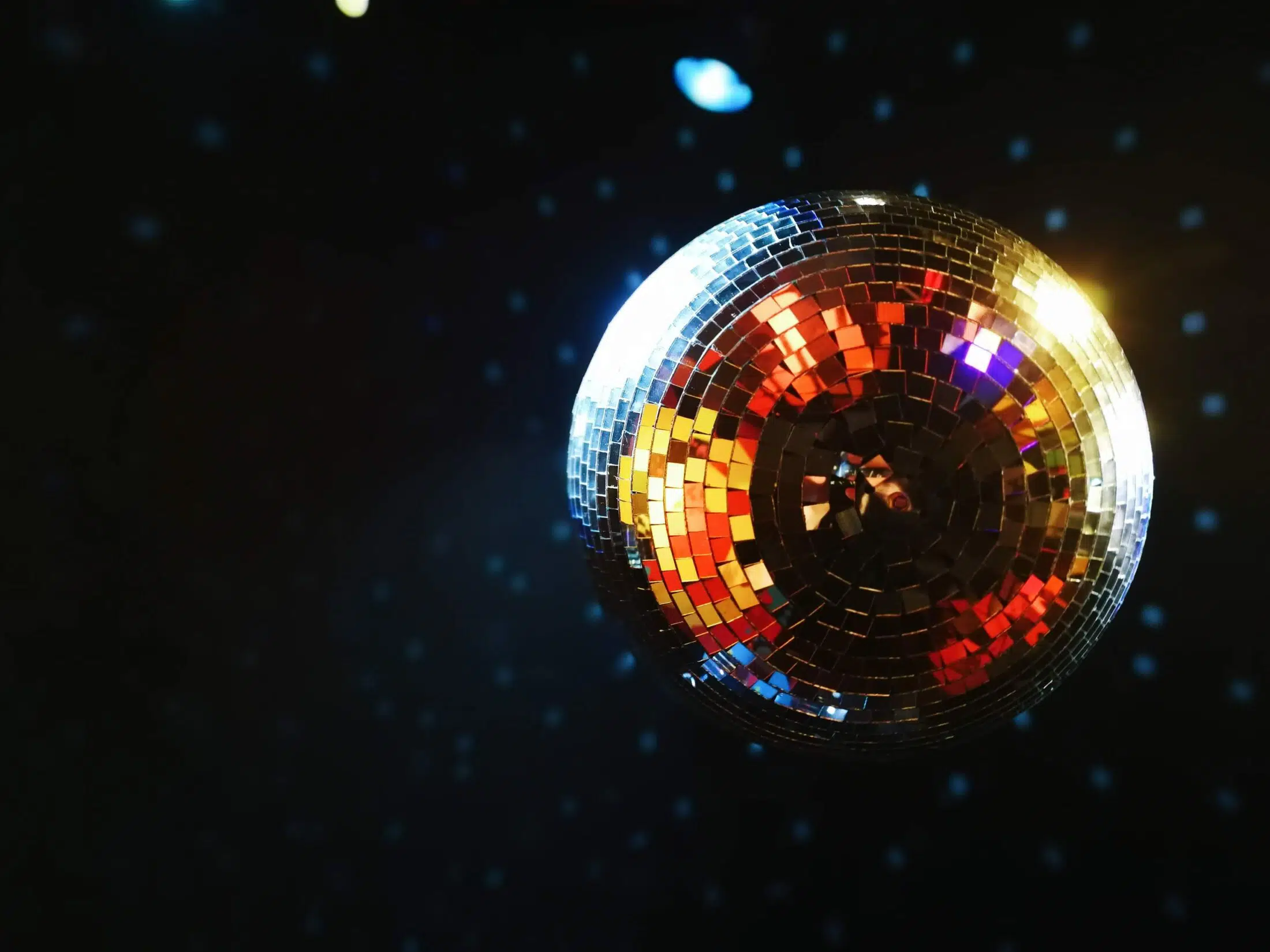 Shimmering disco ball on a black background