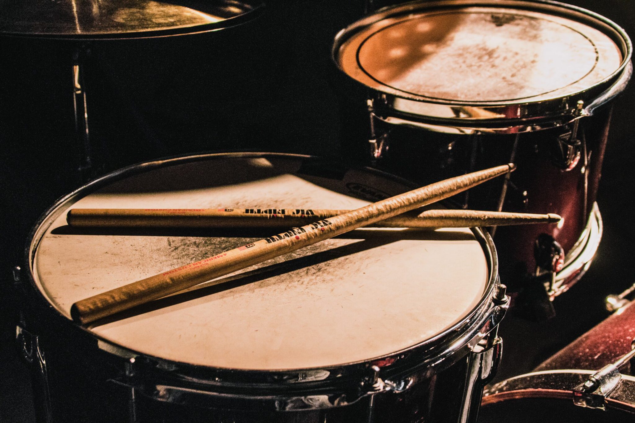 Close-up of drum kit